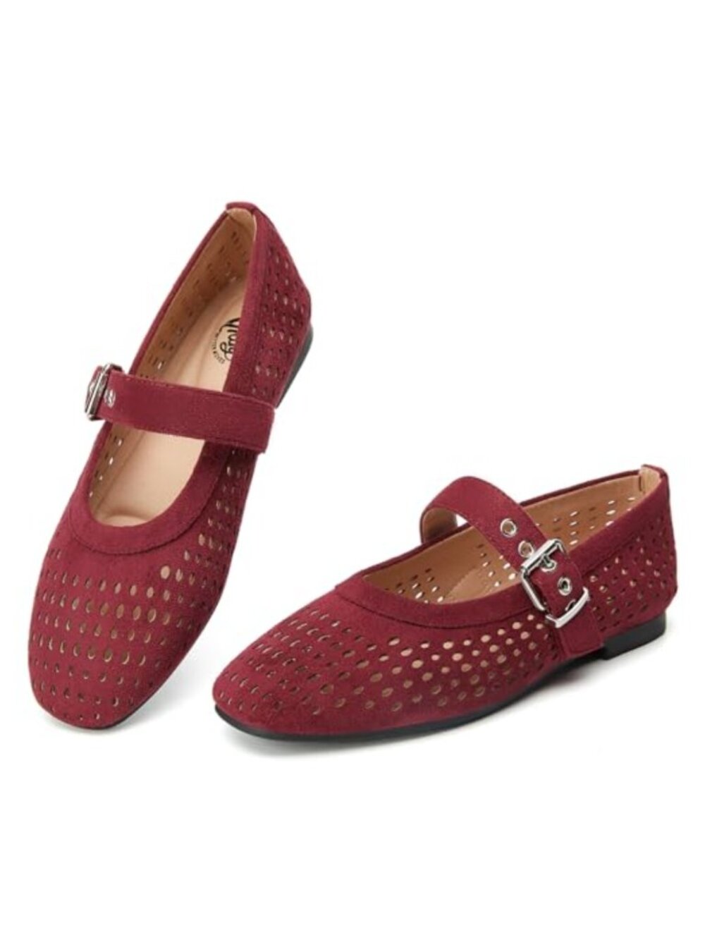 Handmade Woven Mary Jane Ballet Flats with Memory Foam and Suede